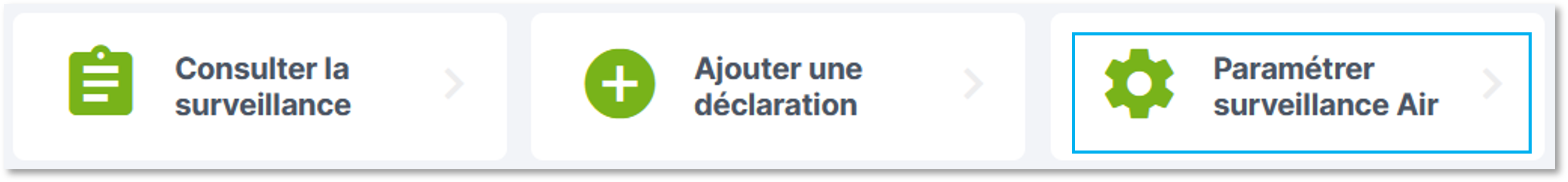 Bouton de paramétrage de la surveillance pfas Air