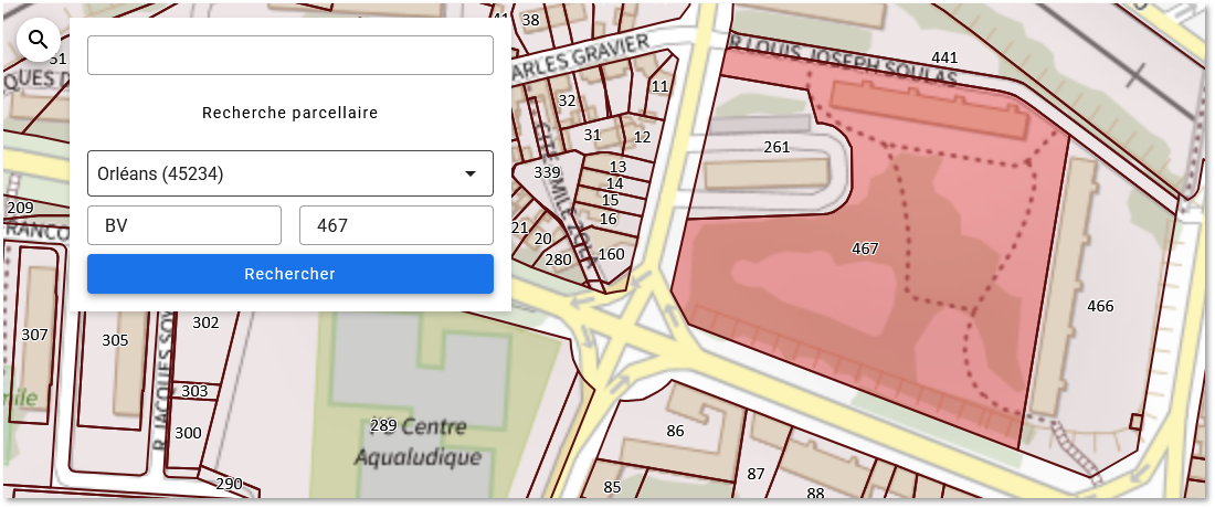Résultat de la recherche parcellaire