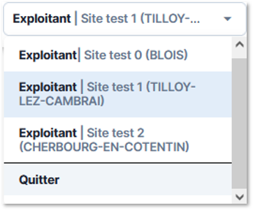 Liste des sites de l'exploitant